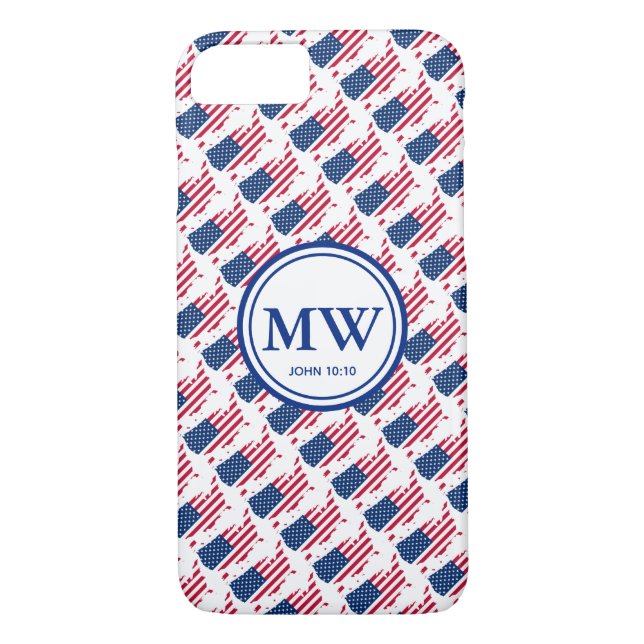 Coques Case-Mate iPhone ÉTATS-UNIS D'AMÉRIQUE Écriture sur monogramme pers (Dos)