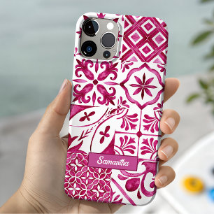 Coque Pour iPhone 15 Été majolique rouge sicilien méditerranéen