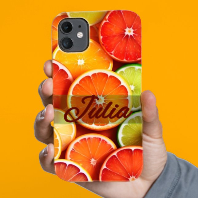 Coques Case-Mate iPhone Été Orange Citrus Stylisé Nom personnalisé (Créateur téléchargé)