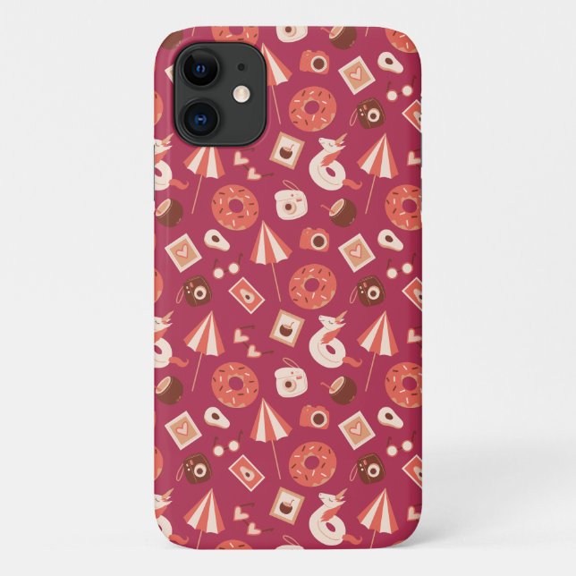 Coques Case-Mate iPhone Été Stuff Maroon Arrière - plan (Dos)
