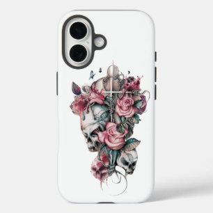 Coques iPhone 16 "Eternal Edge : Cross, Skull & Rose Tough iPhone 1