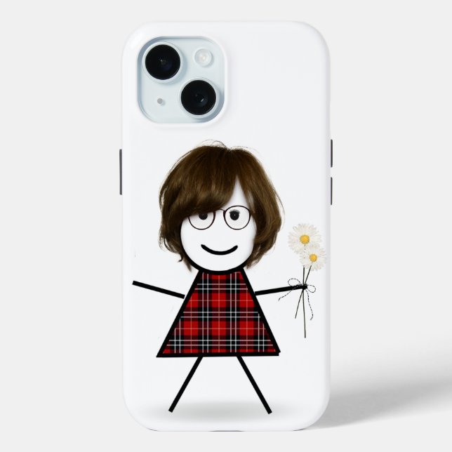 Coques Case-Mate iPhone Étiquette Figure Girl avec marguerites (Verso)