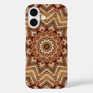 Coques iPhone 16 Étoile brun clair kaléidoscope