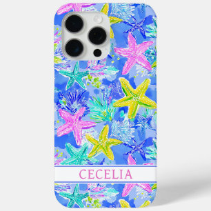 Coque iPhone 15 Pro Max Étoile de mer aquarelle monogrammée 