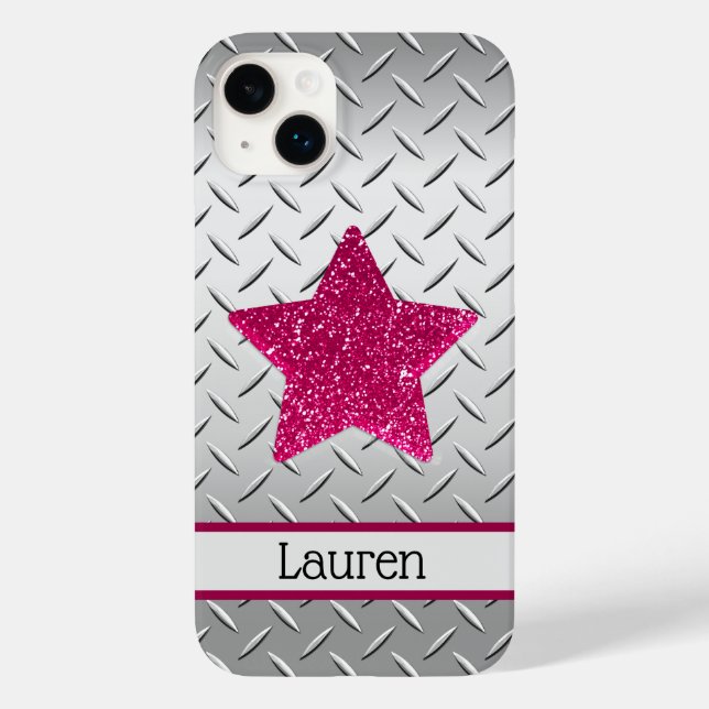 Coques Case-Mate iPhone Étoile de Parties scintillant rose personnalisée s (Verso)