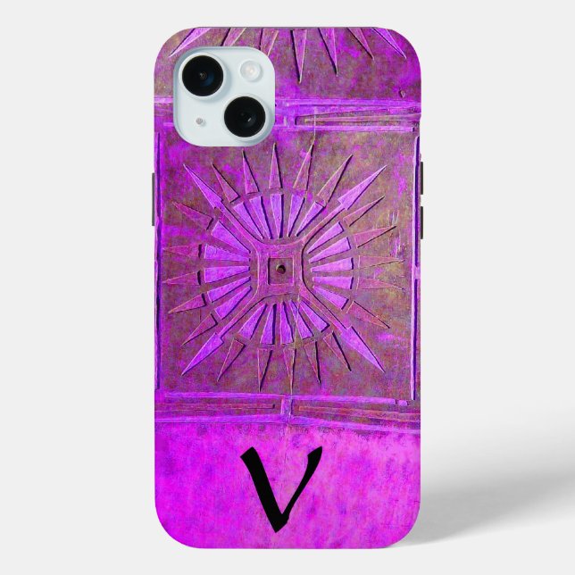 Coques Case-Mate iPhone ÉTOILE DU MATIN, Violet, Noir, Violet Monogramme (Verso)
