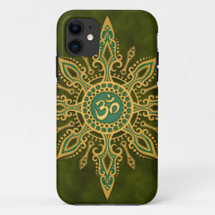 Coques Pour iPhone Étoile verte d'or d'Aum