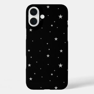 Coques iPhone 16 Plus Étoiles Argent Sur Noir
