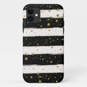 Case-Mate iPhone Case Étoiles blanches noires de parties scintillantes