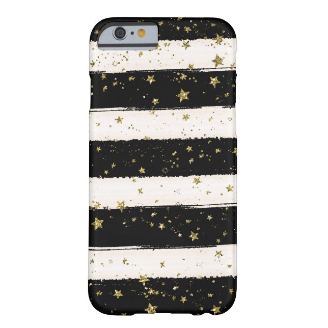 Coques Case-Mate iPhone Étoiles blanches noires de parties scintillantes (Dos)