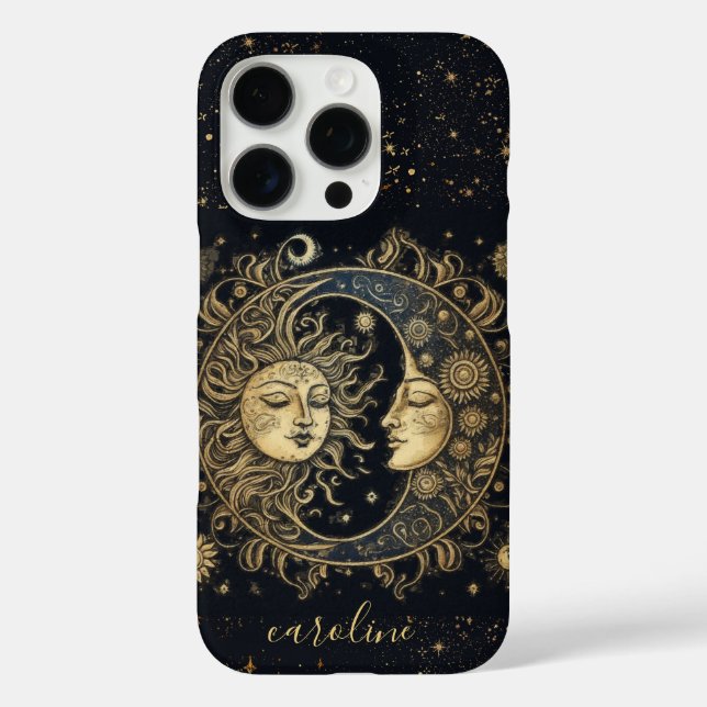 Coques Case-Mate iPhone Étoiles Cosmiques Céleste Or Noir Soleil Lune (Verso)