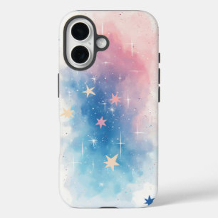 Coques iPhone 16 Étoiles d'aquarelle de rêve Pastel Galaxy