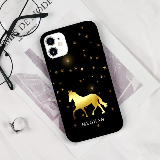 Coques Case-Mate iPhone Étoiles de cheval d'or Equestre Personnalisé Monog (Créateur téléchargé)