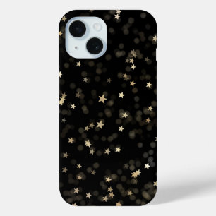 Coque Pour iPhone 15 Étoiles d'or sur noir