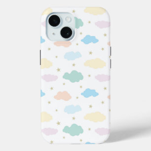 Coque Pour iPhone 15 Étoiles et nuages Pastel