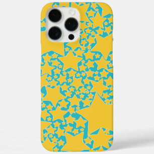 Coques iPhone 16 Pro Max Étoiles, Étoiles, Étoiles en Turquoise et Jaune