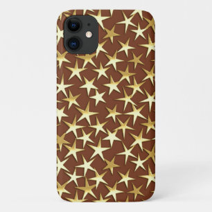 Case-Mate iPhone Case étoiles or sur chocolat brun