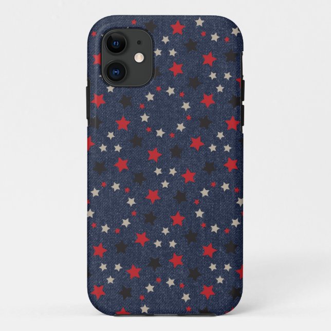 Coques Case-Mate iPhone Étoiles patriotiques sur denim (Dos)