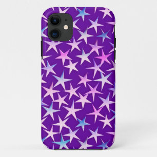 Coque Case-Mate Pour iPhone étoiles satinées, lavande sur violet