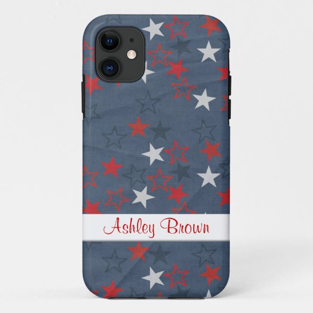 Coques Case-Mate iPhone Étoiles sur denim avec plaque signalétique (Dos)