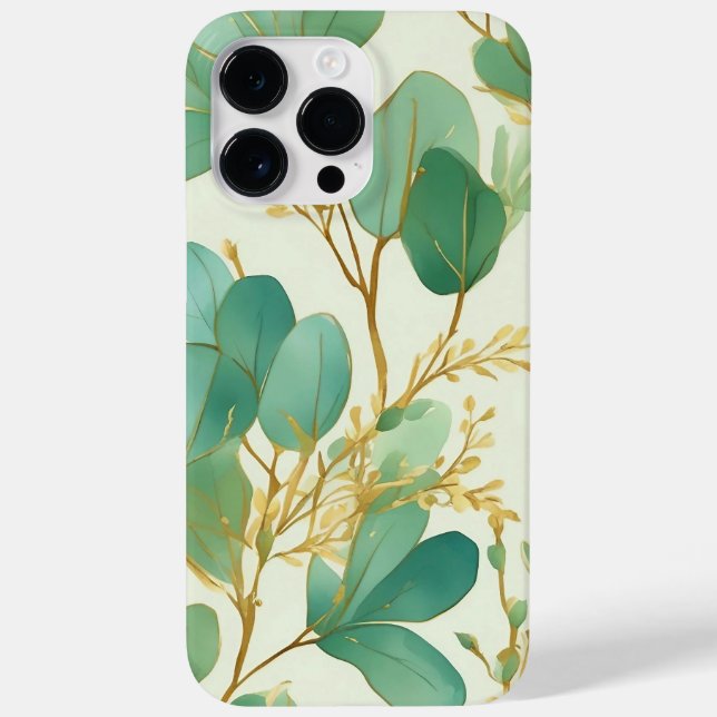 Coques Case-Mate iPhone Eucalyptus Feuille Green et Gold Design (Verso)