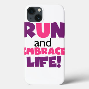 iPhone 13 Case Exécuter Embrasser la vie rose pourpre