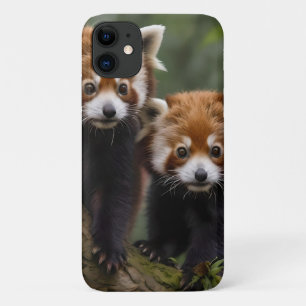 Case-Mate iPhone Case "Explorateurs en haut de l'arbre : Pandas rouge bé
