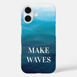 Coques iPhone 16 Fabriquer des vagues, casque téléphonique bleu tur