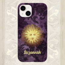 Face Vintage mystique sur Faux Brocade violet