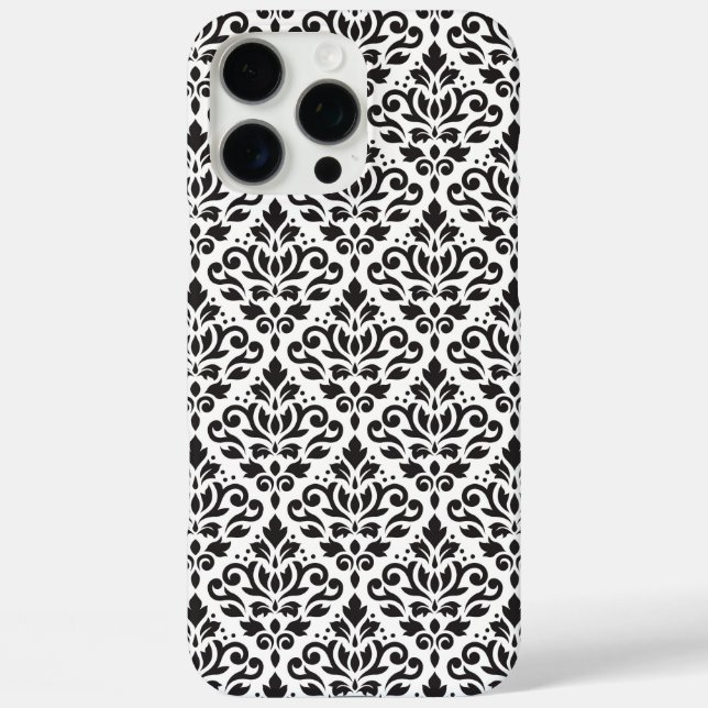 Coques Case-Mate iPhone Faire défiler Damask noir sur Motif blanc (Verso)