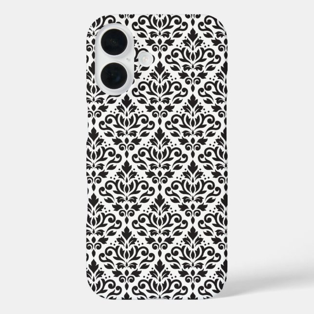 Coques Case-Mate iPhone Faire défiler Damask noir sur Motif blanc (Verso)