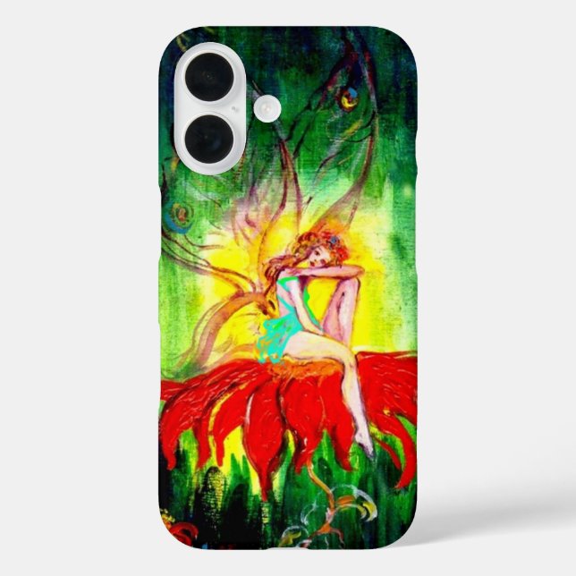 Coques Case-Mate iPhone FAIRY DREAMING SUR LA FLEURS ROUGE vert jaune (Verso)
