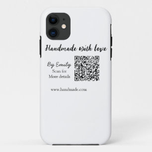 Case-Mate iPhone Case Fait à la main avec amour Code QR site web petite