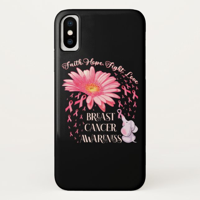 Coques Case-Mate iPhone Faith Hope Fight Love Elephant Cancer du sein (Dos)