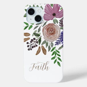 Coque Pour iPhone 15 Faith Moderne Feminine Christian Blanc Floral