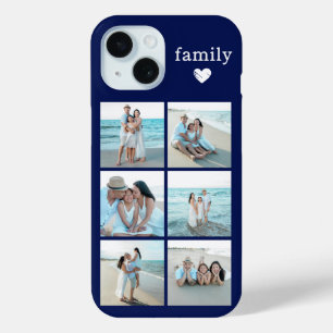 Coque Pour iPhone 15 Famille 6 Photo Bleu Marine
