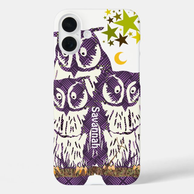 Coques Case-Mate iPhone Famille de hibou géométrique stylisée violet (Verso)