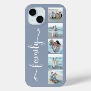 Coque Pour iPhone 15 Famille de polices de caractères Photo Bleu Poussi