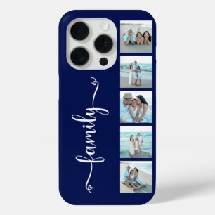 Coque iPhone 15 Pro Famille de polices de caractères Photo Navy Blue