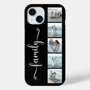 Coque Pour iPhone 15 Famille de polices de caractères Photo Noir Script