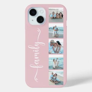Coque Pour iPhone 15 Famille de polices de caractères Photo Rose Blush