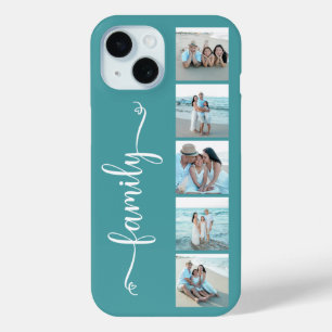 Coque Pour iPhone 15 Famille de polices Photo Sarcelle