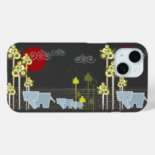 Coque Pour iPhone 15 Famille d'éléphants mignons Whimsical dans les arb