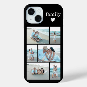 Coque Pour iPhone 15 Famille Moderne 6 Photo Noir