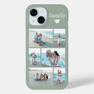 Coque Pour iPhone 15 Famille Moderne 6 Photo Vert Sauge