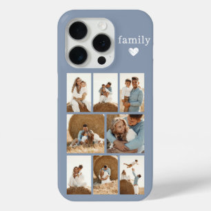 Coque iPhone 15 Pro Famille Moderne 8 Photo Bleu Poussiéreux