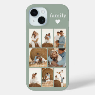 Coque Pour iPhone 15 Famille Moderne 8 Photo Vert Sauge