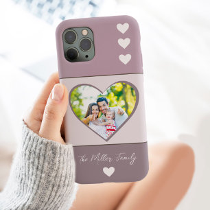 Coque Pour Pour iPhone 14 Pro Max FAMILLE moderne Photo Memory Script Coeur avec nom