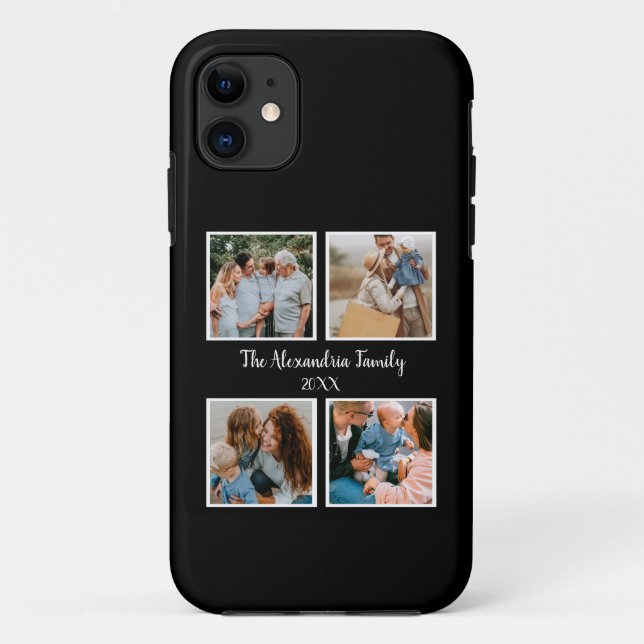 Coques Case-Mate iPhone Famille personnalisée 4 photo collage modèle (Dos)