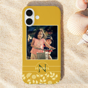 Coques iPhone 16 Plus Famille Personnalisée Monogramme Nom Motif Or
